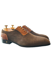 Handcrafted with a Combination of Rich Brown Suede and Camel Leather