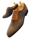 Handcrafted with a Combination of Rich Brown Suede and Camel Leather